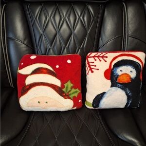 Festive Holiday Cushion Set - Santa and Penguin Design